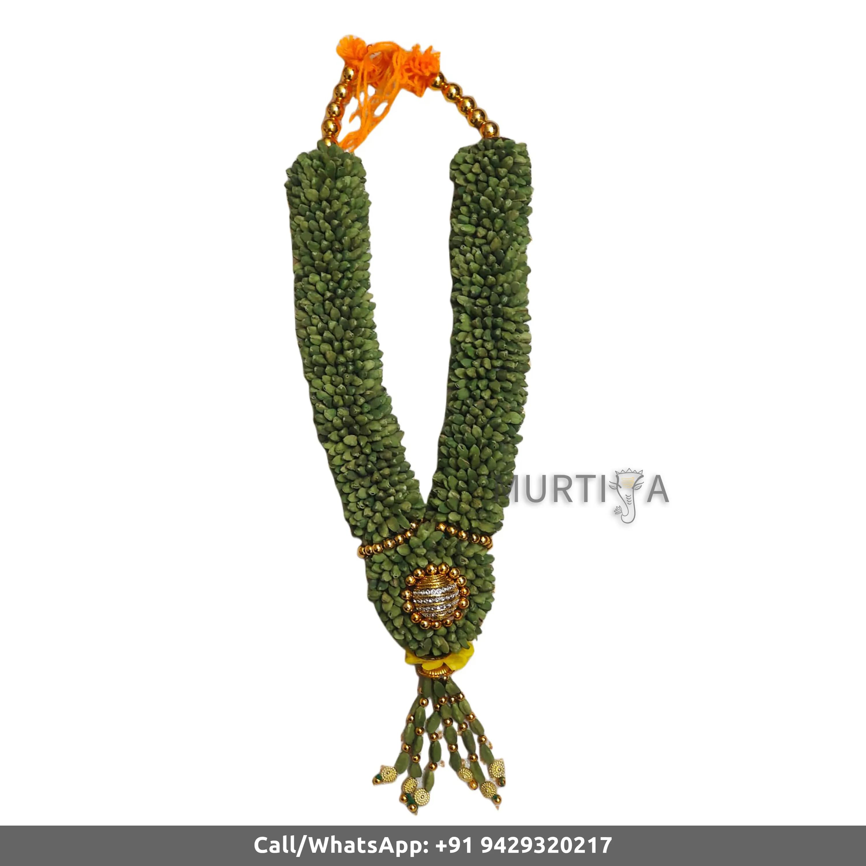 South Indian Wedding Garland Green Cardamom with Gold Beads (1 Pc)