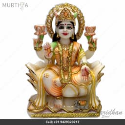 12-inch Pure Marble Ganesh Laxmi Saraswati Statue (Makrana) - 2