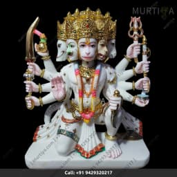 Hanuman Ji With 5 Faces made in Marble (Makrana) | 18–30 Inch - 1