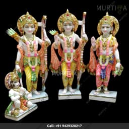 Marble Ram Darbar With Hanuman Ji Makrana Square (12–24 Inch) - 1