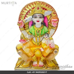 12 Inch Ashapura Mataji Marble Statue (Makrana) Handmade - 2