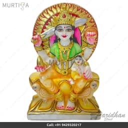 12 Inch Ashapura Mataji Marble Statue (Makrana) Handmade - 1