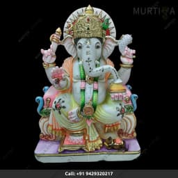 Marble Ganesh ji in South Indian Style Makrana (12–30 Inch) - 1