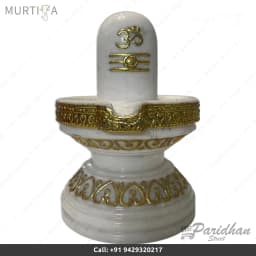 Pure White Marble Shiv Lingam with Snake (12 Inch) Makrana - 1