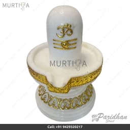 Pure White Marble Shiv Lingam with Snake (12 Inch) Makrana - 2