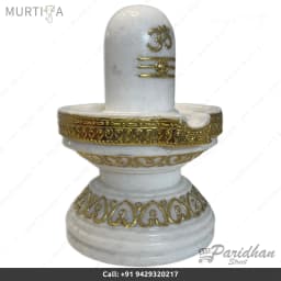 Pure White Marble Shiv Lingam with Snake (12 Inch) Makrana - 3