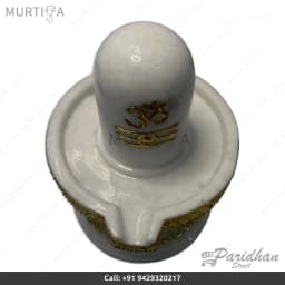 Pure White Marble Shiv Lingam with Snake (12 Inch) Makrana - 4