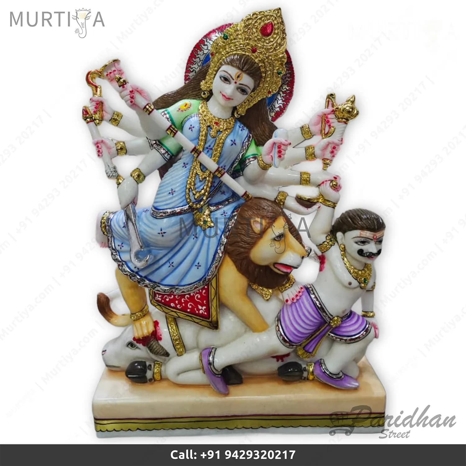 Buy 27-inch Mahishasura Mardini Durga Maa Marble Murti (Makrana)