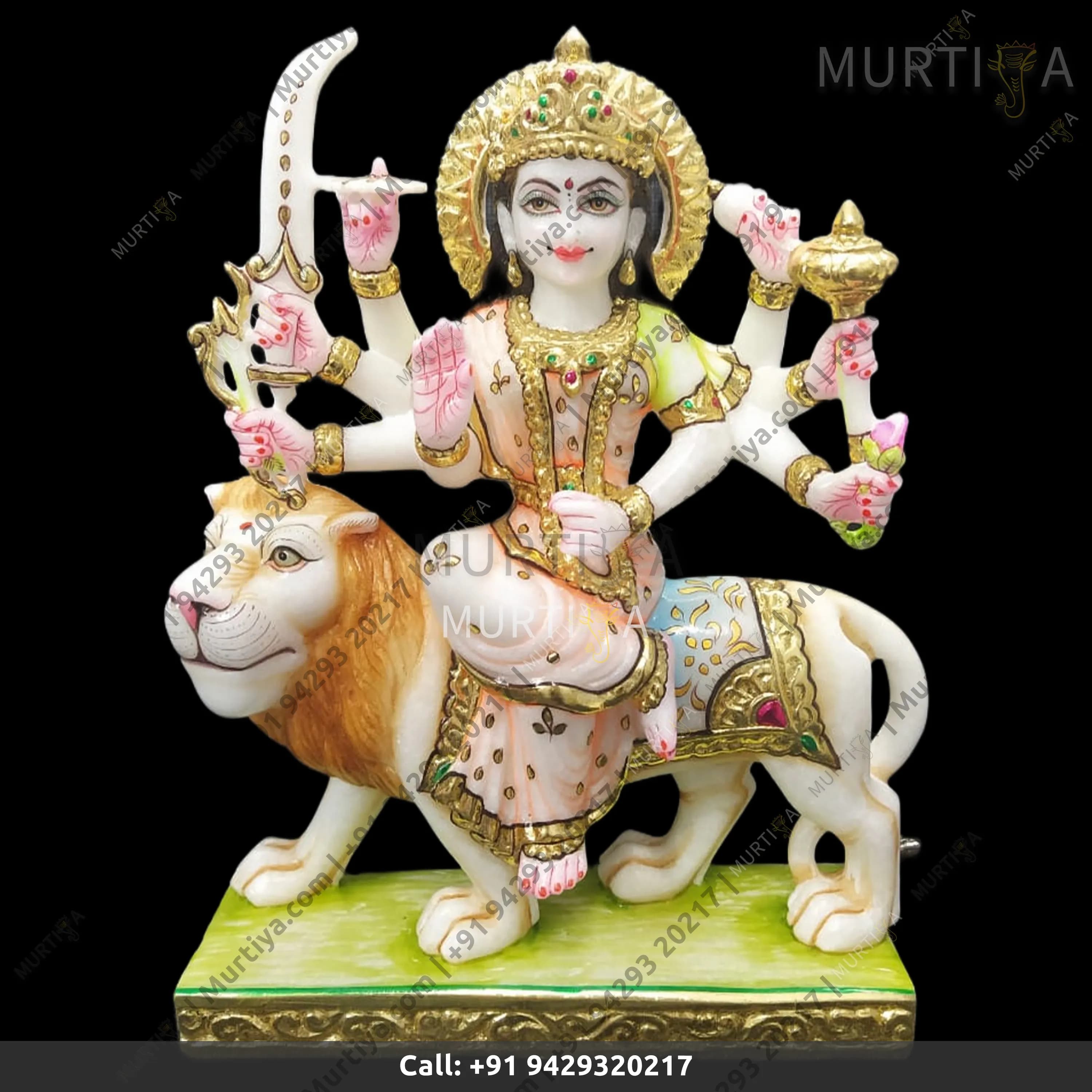 Marble Durga Maa With Light Pink Idol (Makrana) 12–30 Inch