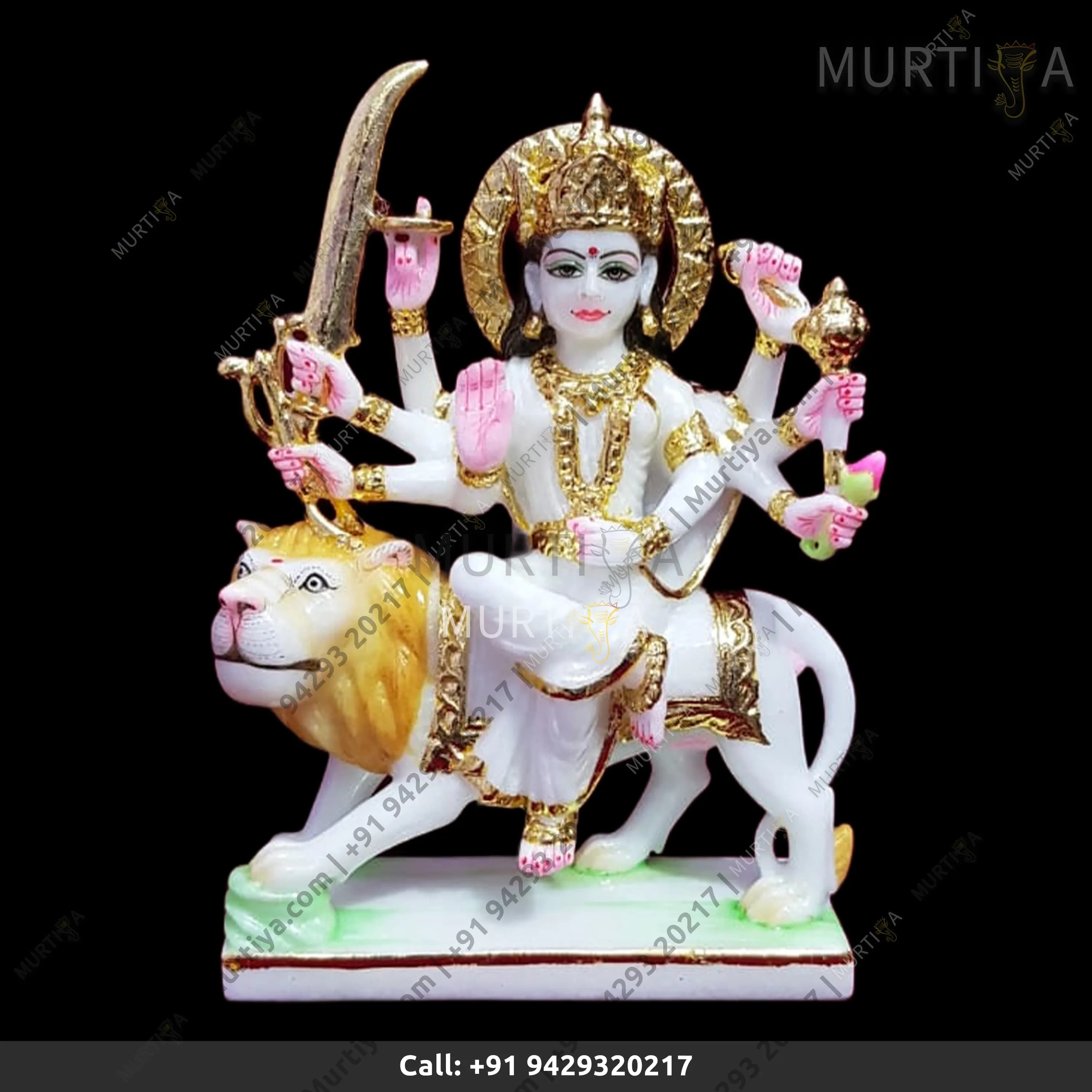 Marble Durgaa Maa Light Pink And Light Green Saree Idol (Makrana)