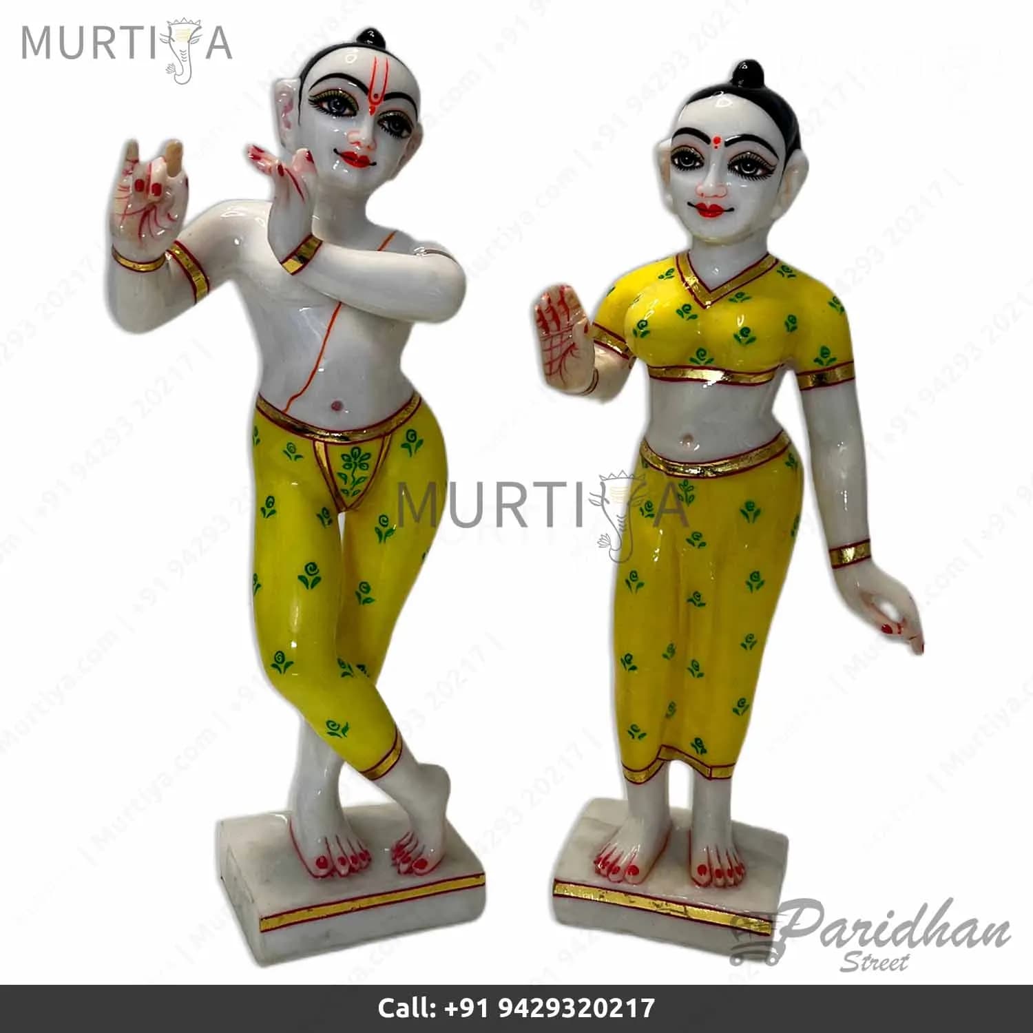 12-inch Marble Dust Iskcon Radha Krishna Murti for Home Temple