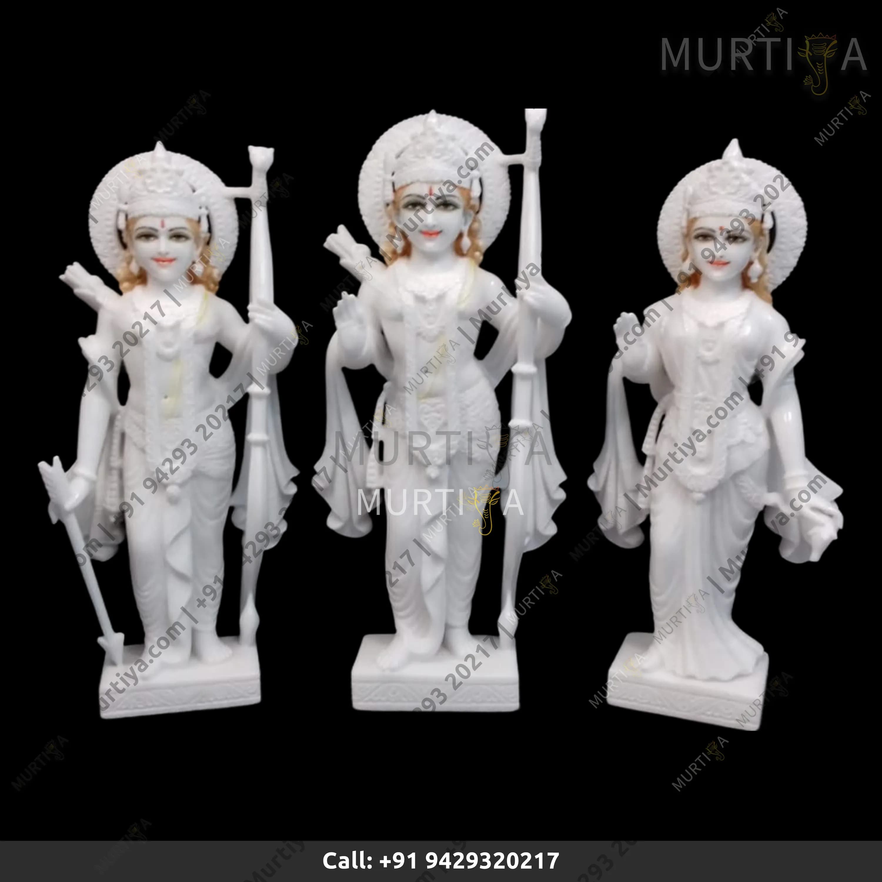 Marble Ram Ji Laxman Ji And Sita Mata Pure White Idol 12–24 Inch