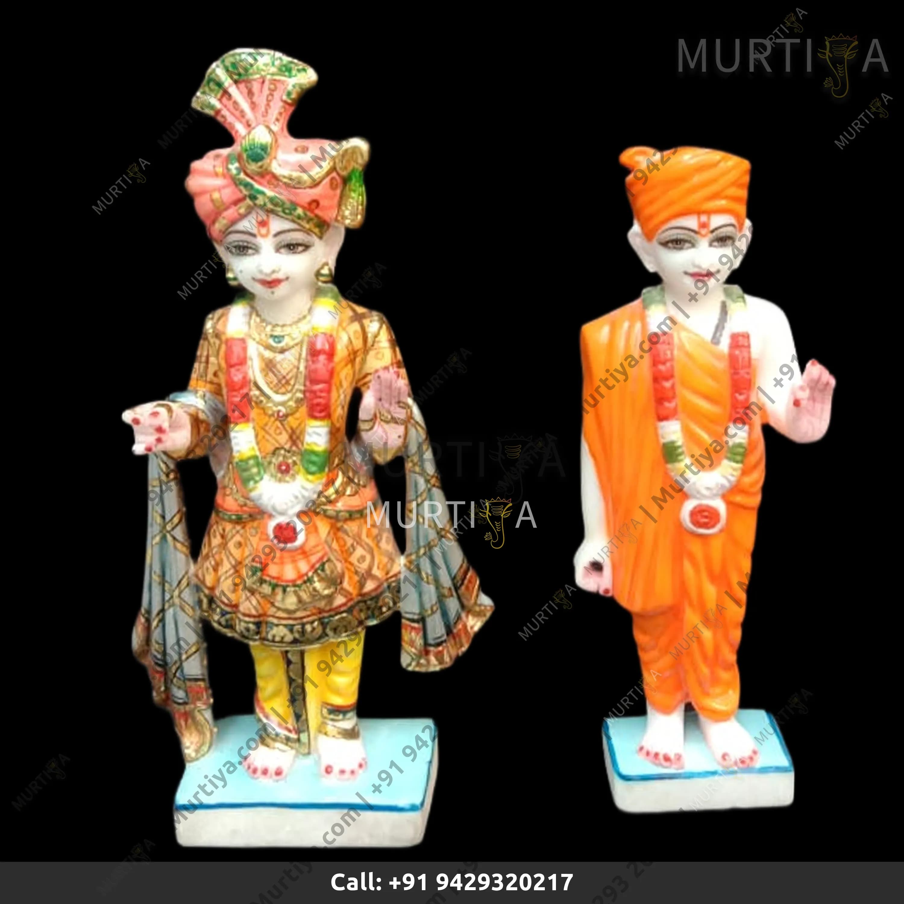 Pure Marble Akshar Purushottam and Gunitanand Swami Murti