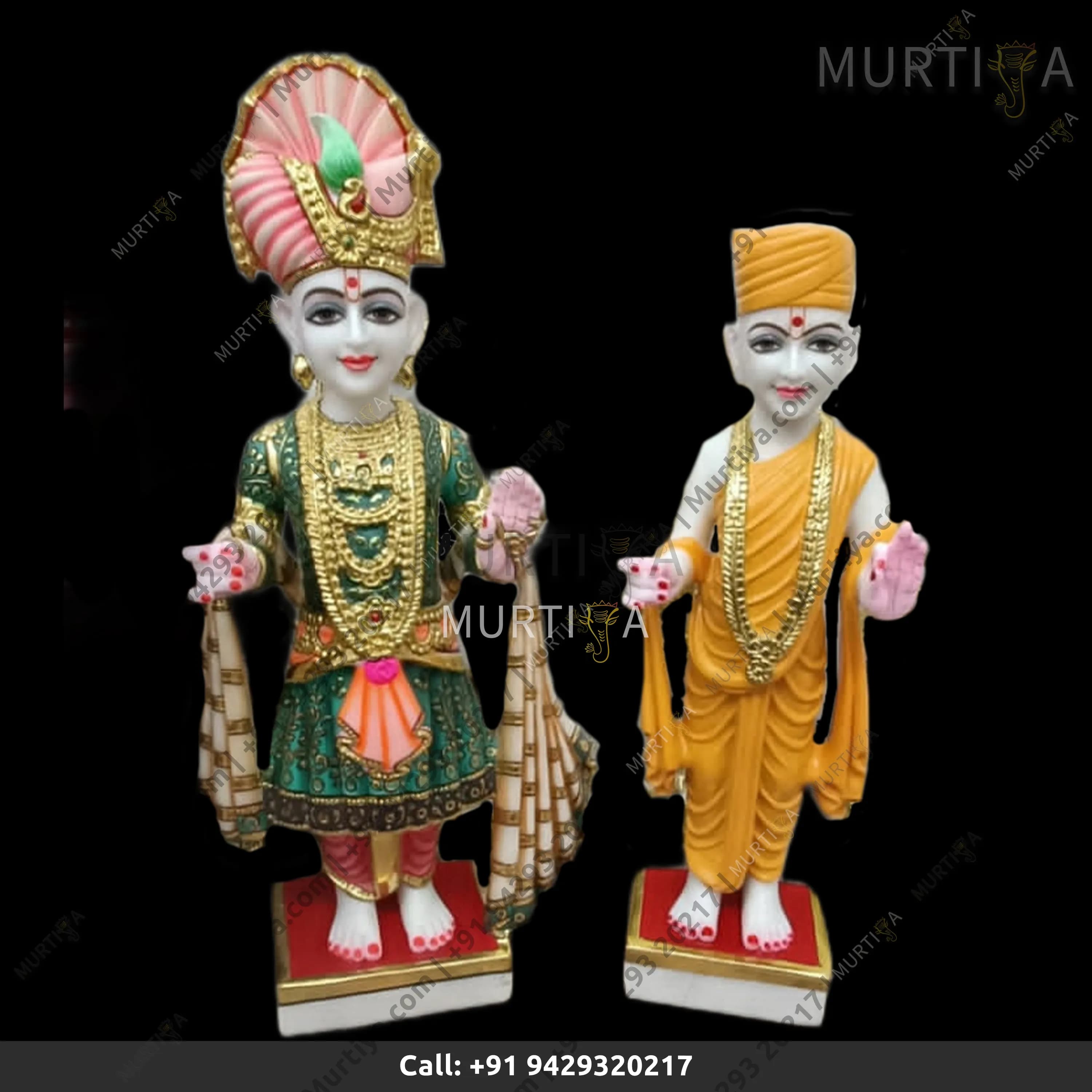 Pure Marble Akshar Purushottam & Gunitanand Swami Green Dress
