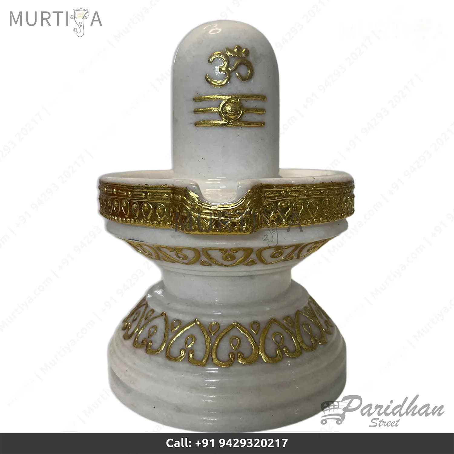 Pure White Marble Shiv Lingam with Snake (12 Inch) Makrana